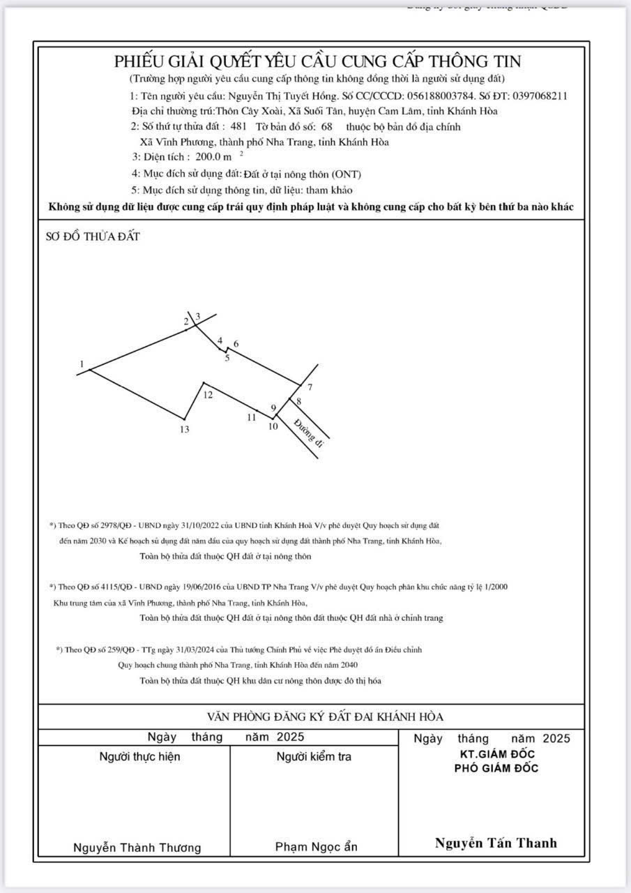Bán đất thôn Đông ngang mặt tiền 6,3m đường xe hơi p. Bắc Nha Trang ( Vĩnh Phương )